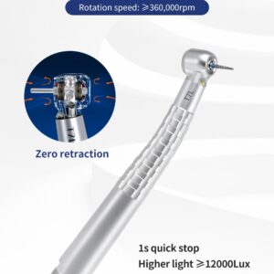 t7l high speed led dental handpiece with zero retraction & 1s quick stop